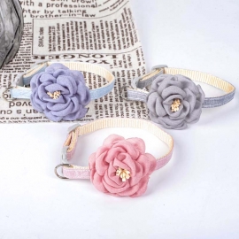 Imitation camellia pure color pet collar cat accessories cat cotton collar cat neck set