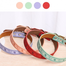 Pu hot stamping collar dog pattern cross-border pet collar neck set
