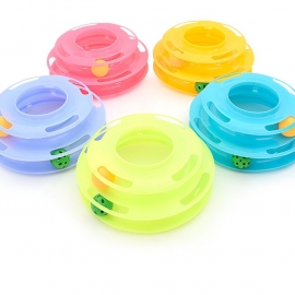 Puzzle amusement plate bell ball tickle cat two-layer circular track pet cat wheel