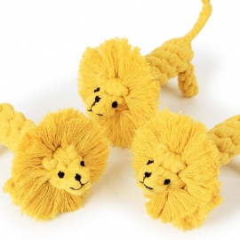 Teeth-resistant lion toy with string knot