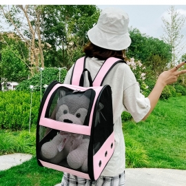 Visual pet backpack pu breathable pet