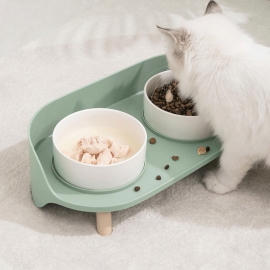 Double bowl neck guard bowl pet bowl anti-spill ceramic bowl feeder pet cat bowl