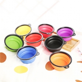 Travel outdoor portable dog with hook two water food cup