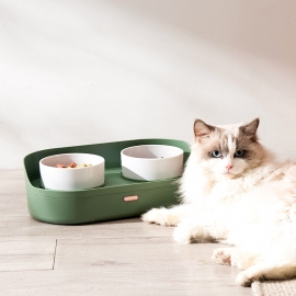 Table receptacle double bowl spillproof bowl cat water bowl
