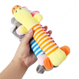 Plush vocalizing strip animal dog toy