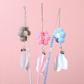 Acrylic tube beaded bell tickling cat stick