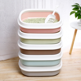 Medium size semi-enclosed litter box splash proof oval litter box