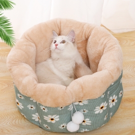 Plush round super soft sleeping pet nest