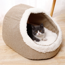 Winter warm yurt round mouth cat nest semi-closed card