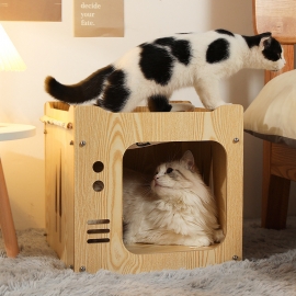 Wooden multi-storey cat nest