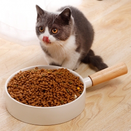 Wooden handle creative japanese ceramic dog bowl size