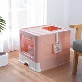 Folding drawer cat litter box