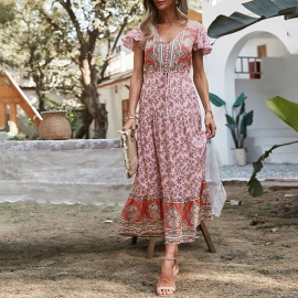 Kaiko europe station fashion romantic pink dress summer vacation casual style aliexpress new products