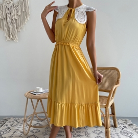 Independent research and development design european and american amazon independent station summer new dress lace stitching solid color skirt