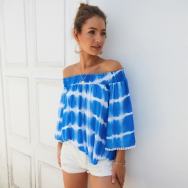 Original design cross-border womens clothing amazon early autumn new one-shoulder nine-point sleeve loose top