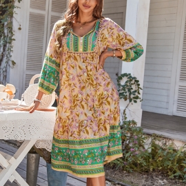 Independent research and development design bohemian temperament dress summer amazon new product positioning flower skirt women