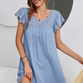 Independent research and development design european station amazon lace stitching a-line skirt summer leisure holiday dress