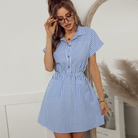 Independent research and development design european and american amazon temperament commuter dress summer professional stripe elegant skirt