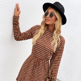 Independent research and development design european station amazon autumn and winter new striped dress winter knitted skirt women
