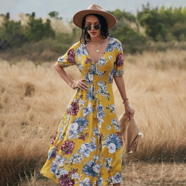 Kaikuo designer womens clothing us station amazon new summer sexy printed dress waist slimming