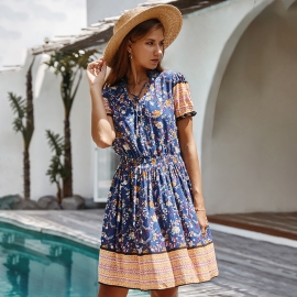 Original cross-border new womens clothing independent station summer bohemian casual print dress skirt