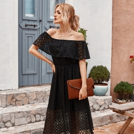 Independent real shot european and american cross-border womens one-shoulder dress hollow sexy temperament skirt aliexpress