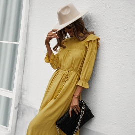 Independent research and development design european and american independent stations leisure vacation solid color dress spring and summer new products large swing skirt women