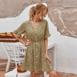 Independent design + net red real shot summer forest dress floral temperament skirt independent station