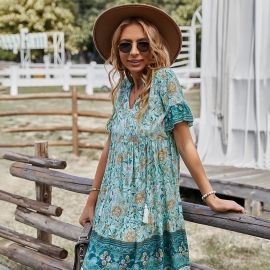 Self-designed european and american amazon aliexpress bohemian dress short skirt summer positioning a-line skirt