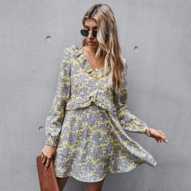 Independent research and development design european and american fashion printing dress autumn and winter sexy independent station casual womens skirt