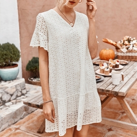 Original design aliexpress dress summer hollow air quality elegant skirt net red real shot skirt