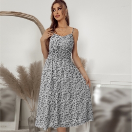 Independent research and development design european and american cross-border independent station suspender dress summer casual temperament large swing skirt