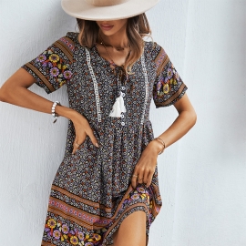 Independent research and development design european and american fashion womens amazon print dress summer new products bohemian style