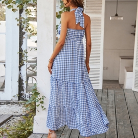 Independent research and development of european station bohemian leisure holiday dress big swing skirt independent station amazon style